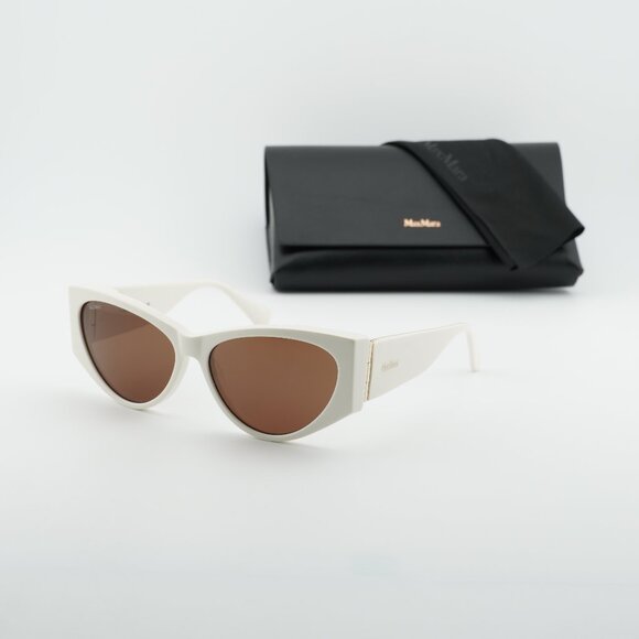 Max Mara MM0132 21E Cat Eye Sunglasses - White/Brown